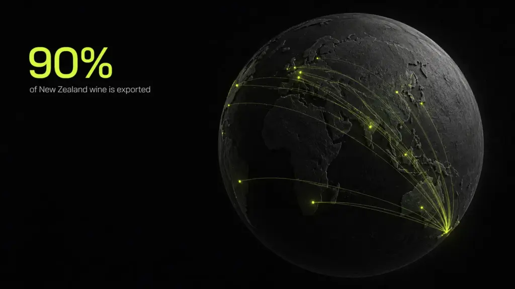 90% of New Zealand wine is exported, organic search visibility in global markets